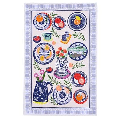 Mediterranean Plates Tea Towel by Ulster Weavers