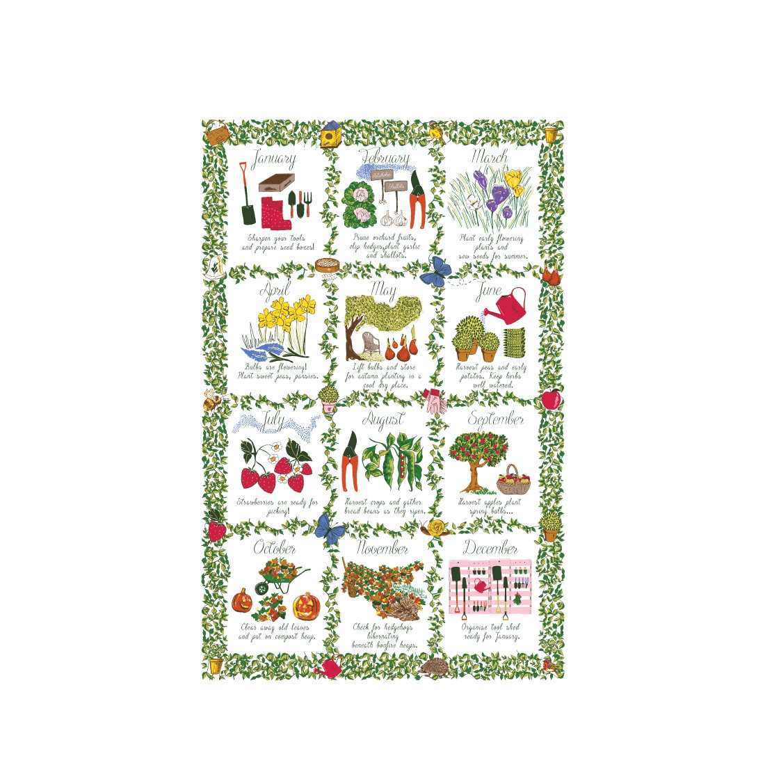 MADE IN THE UK Ulster Weavers Dotty Sheep 2019 Calendar 100% Cotton Tea